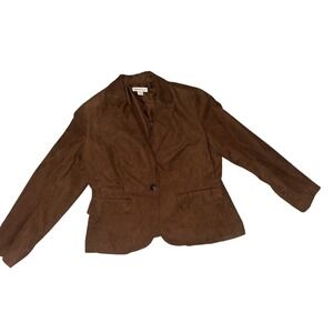 Coldwater Creek Brown Suede Like Blazer Jacket Women's PM 10 12